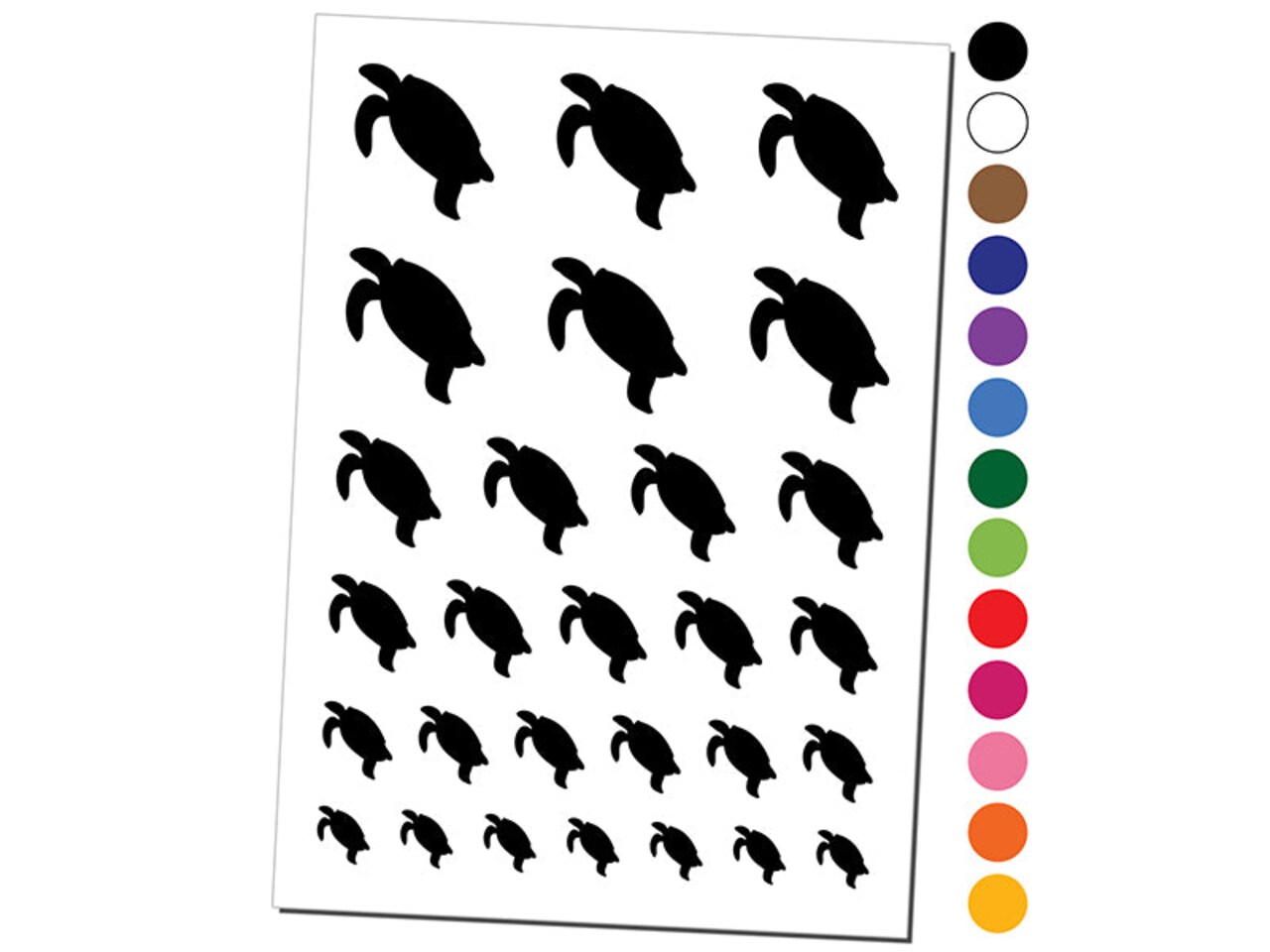 Turtle Swimming Solid Temporary Tattoo Water Resistant Fake Body Art Set Collection